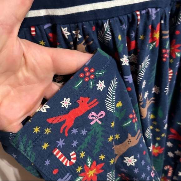 Hanna Andersson NAVY STRIPE WOODLAND HOLIDAY MIXIE PLAYDRESS DRESS Size 8 - Picture 3 of 6